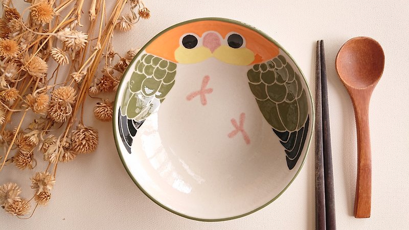 Hey! Bird Friends! Golden Head Keck Front Deep Dish - Plates & Trays - Porcelain Green