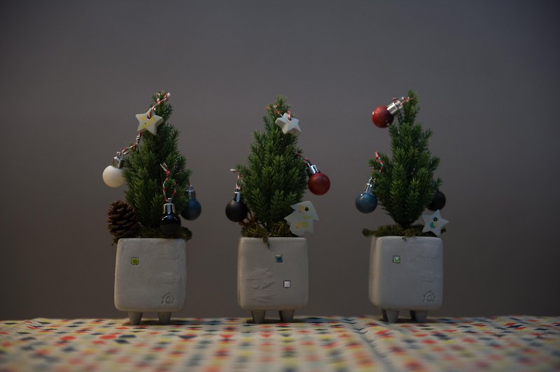 セメント器具/ミニクリスマスツリー付きの1ベッドルームと1リビングのアパート - 観葉植物 - コンクリート 多色