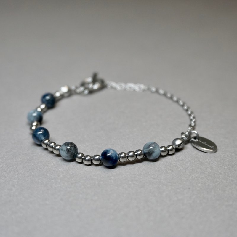 ll Blue Night ll Aquamarine Bracelet-Devil Blue Aquamarine 316L Medical Steel Bracelet - สร้อยข้อมือ - คริสตัล สีน้ำเงิน