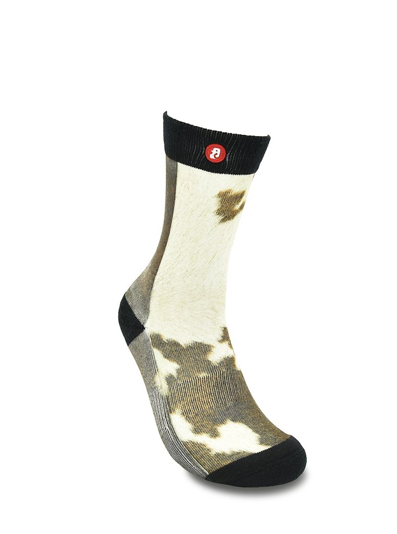 Fool's Day Printed Crew Socks - Daily Cattle - ถุงเท้า - วัสดุอื่นๆ สีกากี