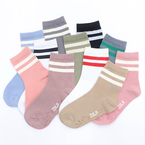 ZILA SOCKS | 台灣織襪設計品牌 經典條紋棉質童襪 | 止滑