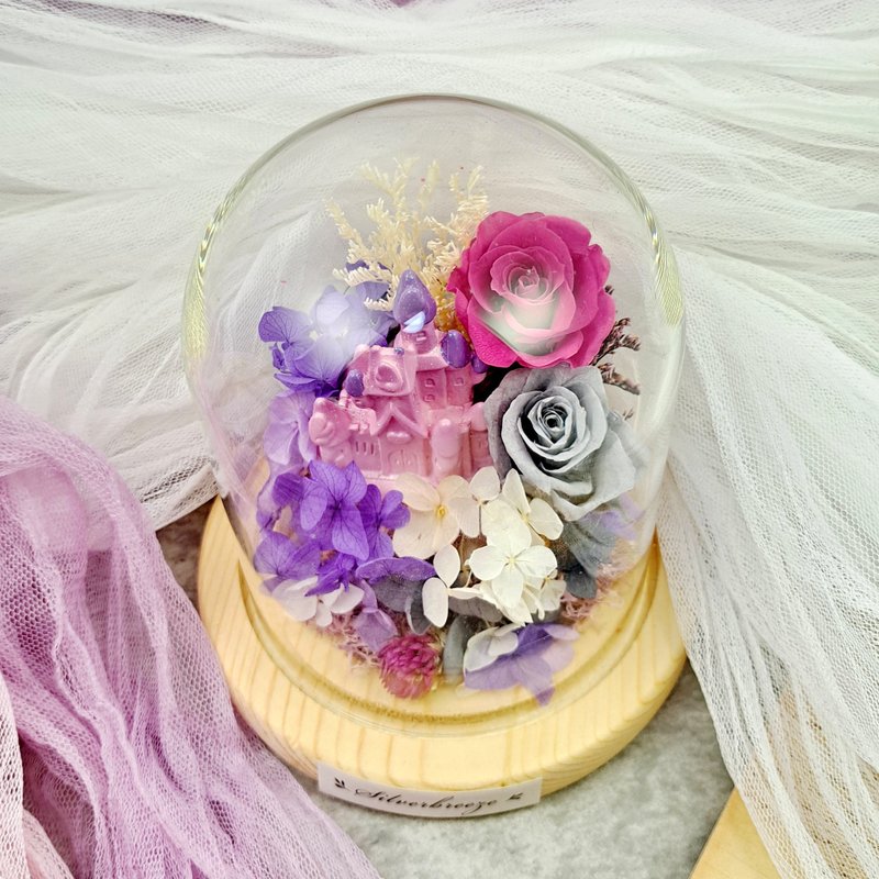 Preserved Flower Glass Cover Birthday Gift Mother's Day Preserved Rose Valentine's Day Gift PF045 - Dried Flowers & Bouquets - Plants & Flowers Purple