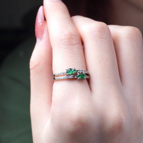 瓔珞珠寶盒 E.L.Jewelry Box 【福祿】冰綠翡翠葫蘆戒指 925純銀 | 天然A貨翡翠 | 送禮