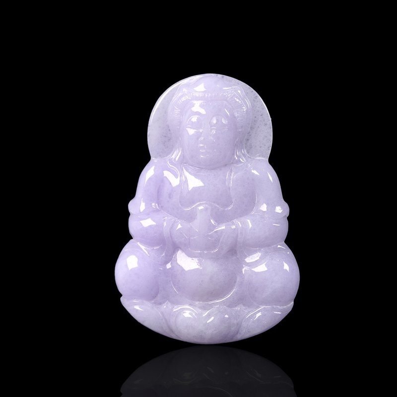 紫羅蘭翡翠觀音菩薩項鍊 | 天然緬甸玉翡翠A貨 | 送禮 - 項鍊 - 玉石 紫色