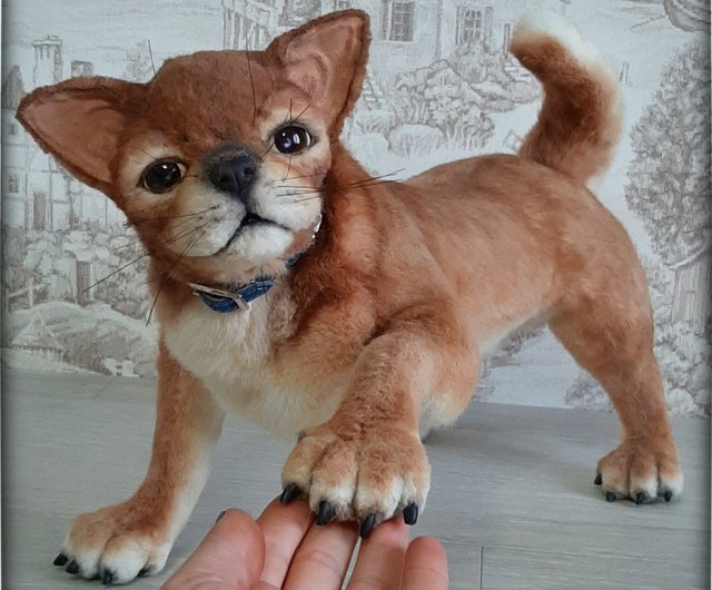 Chihuahua toy. Handmade collectible realistic dog toy.