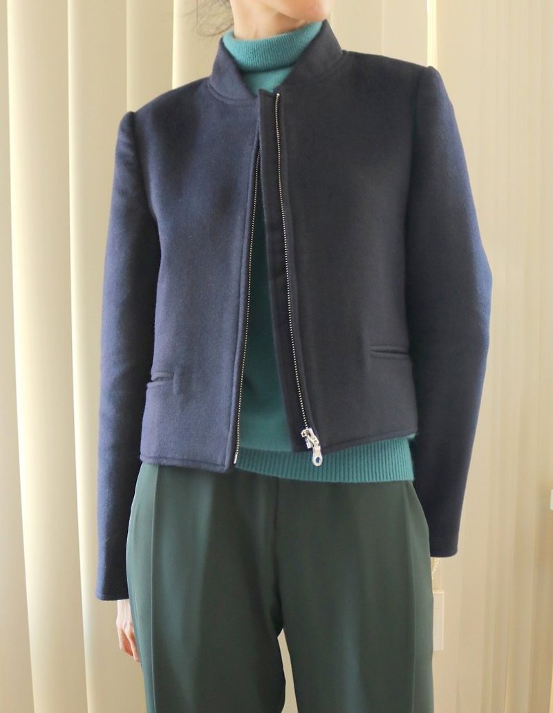 Berati Bomber Jacket will fit the short version of the neat wool coat can be customized color - เสื้อแจ็คเก็ต - ขนแกะ สีน้ำเงิน