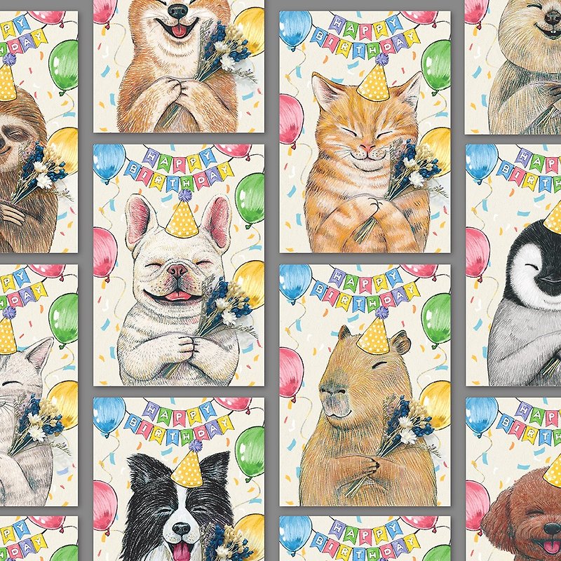 [91 types available_Birthday party cards]_Warm hand-painted/dried flowers/universal cards/birthday cards - การ์ด/โปสการ์ด - กระดาษ หลากหลายสี