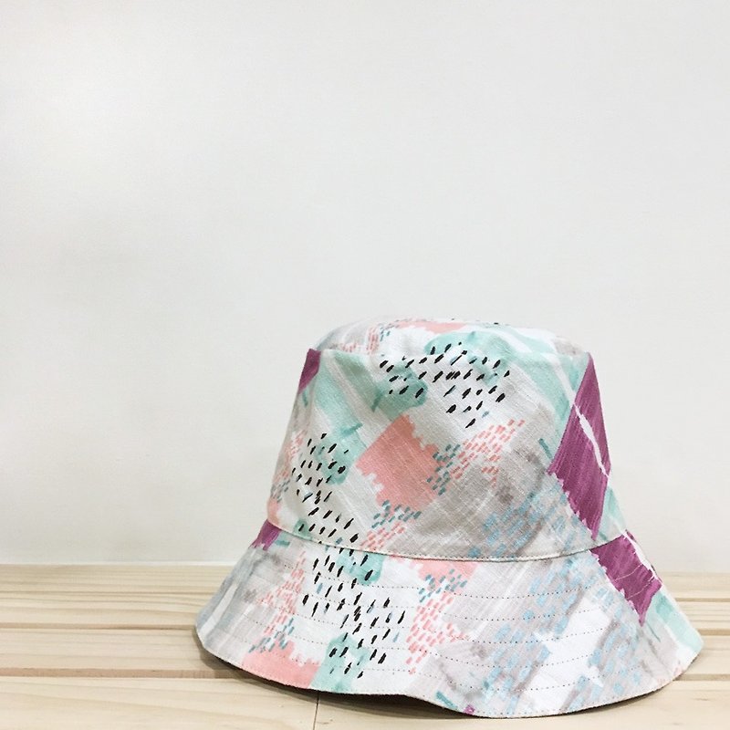 Purple color block sided hat - หมวก - ผ้าฝ้าย/ผ้าลินิน สีม่วง