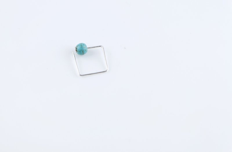 Pin Series Earrings - Turquoise - ต่างหู - เงินแท้ 