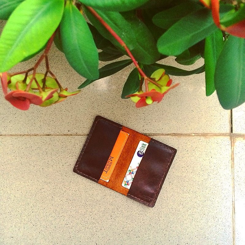 Simple wallet for business card color dark brown - ที่เก็บนามบัตร - หนังแท้ 