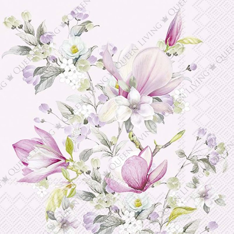 German IHR-25*25cm napkin-romantic magnolia light rose - Place Mats & Dining Décor - Paper Multicolor