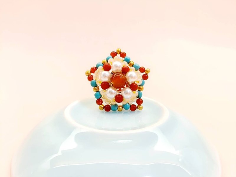 Colorful Glass Beads Imitation Pearl Ancient Handmade Head Hairpin Accessories - Other - Other Materials Red