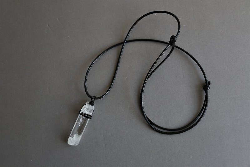 Raw white quartz necklace - crystal necklace - men cord necklace - Necklaces - Gemstone White