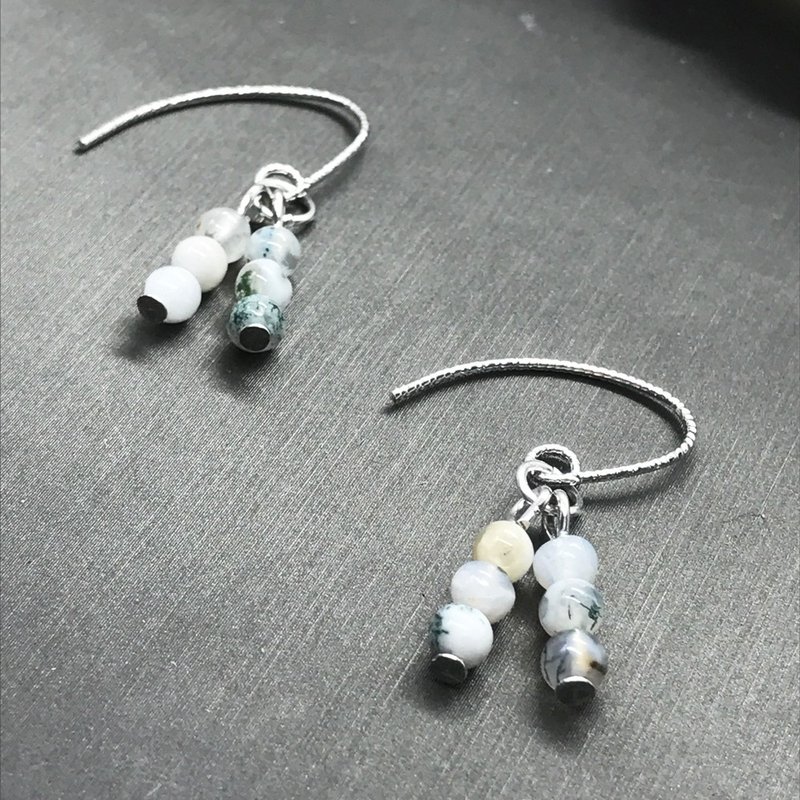 Uesugi flower anti-allergic aquatic plant jade earrings natural stone necklace bracelet - ต่างหู - เครื่องเพชรพลอย สีเขียว