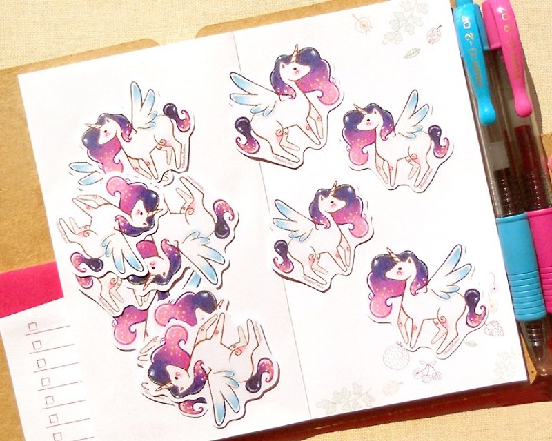 Unicorn Stickers - 12 Pieces - Gifts for Her, Party Favors, Planner Stickers - สติกเกอร์ - กระดาษ หลากหลายสี