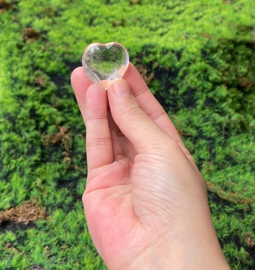 Rainbow Crystal 能量水晶擺飾-天然可愛帶彩白水晶愛心 療癒 開運 淨化 快速出貨