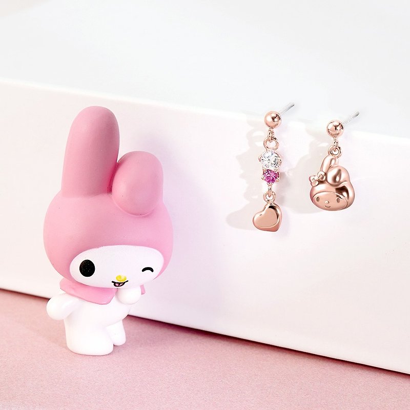 Small Gift for U Series-My Melody My Melody Gift Sterling Silver Earrings - ต่างหู - เงินแท้ สึชมพู