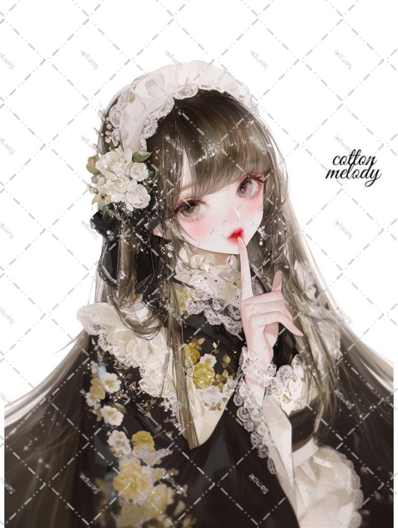 original sticker no.6195 人物ステッカー オリジナルステッカー 人物ステッカー 女の子ステッカー オリジナル人物ステッカー - 貼紙 - 紙 