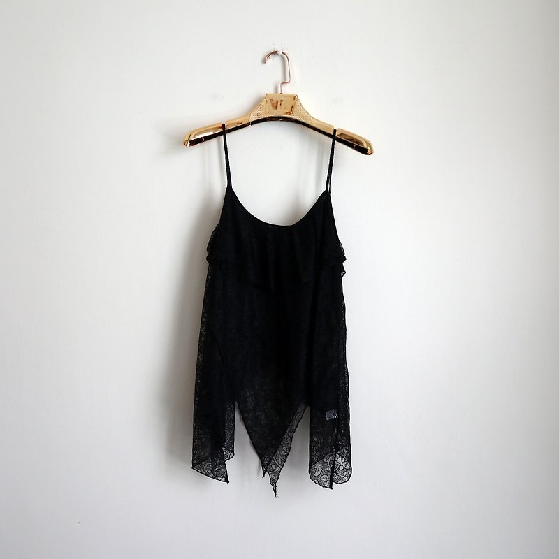 Vintage of pumpkin. Black tulle tank with thin straps - Women's Vests - Other Materials Black