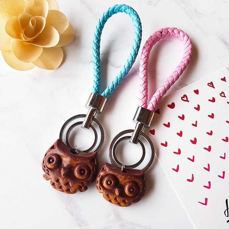(Offer) Couple Charm Set│Yoshino Eagle x Owl Keyring Handmade Ceramic Valentine's Day - Keychains - Pottery 