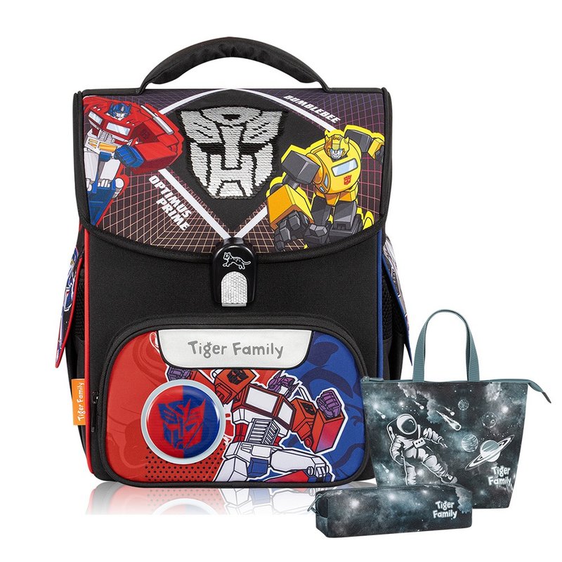 TigerFamily co-branded ultra-lightweight spine-protecting schoolbag for primary school students Pro 2S - Battle of the Supremes - กระเป๋าเป้สะพายหลัง - วัสดุกันนำ้ สีดำ