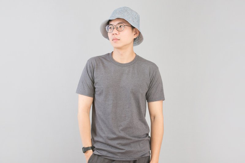 Reversible Bucket Hat-Gray Blue Linen with Light Blue Lining| Natural and Fresh| - หมวก - ผ้าฝ้าย/ผ้าลินิน สีน้ำเงิน