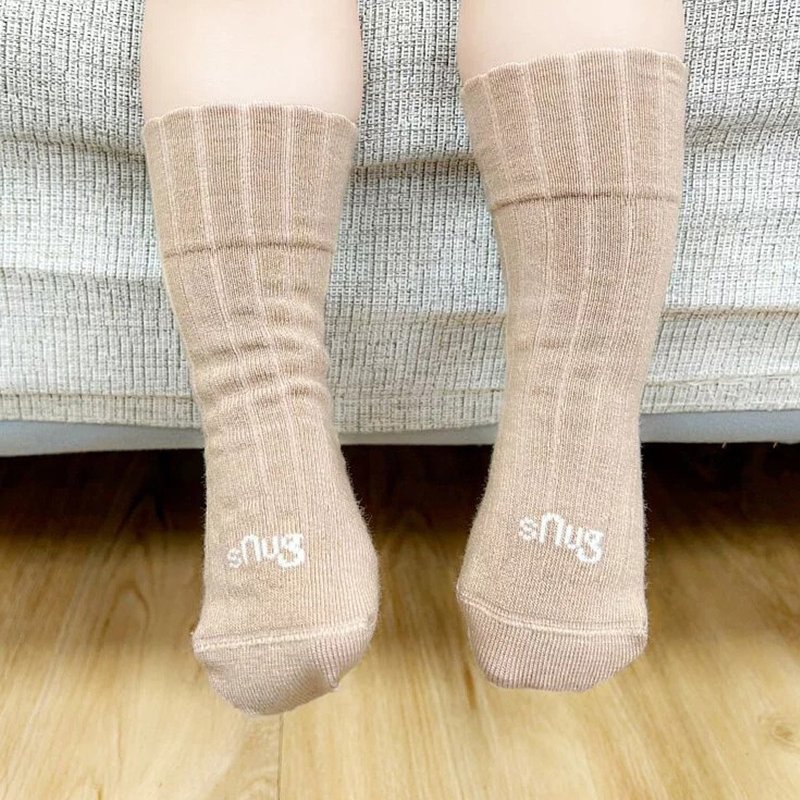 MIT mid-calf children's socks - caramel milk tea pure cotton healthy deodorant socks (with anti-slip) multiple sizes sNug - Baby Socks - Cotton & Hemp Khaki