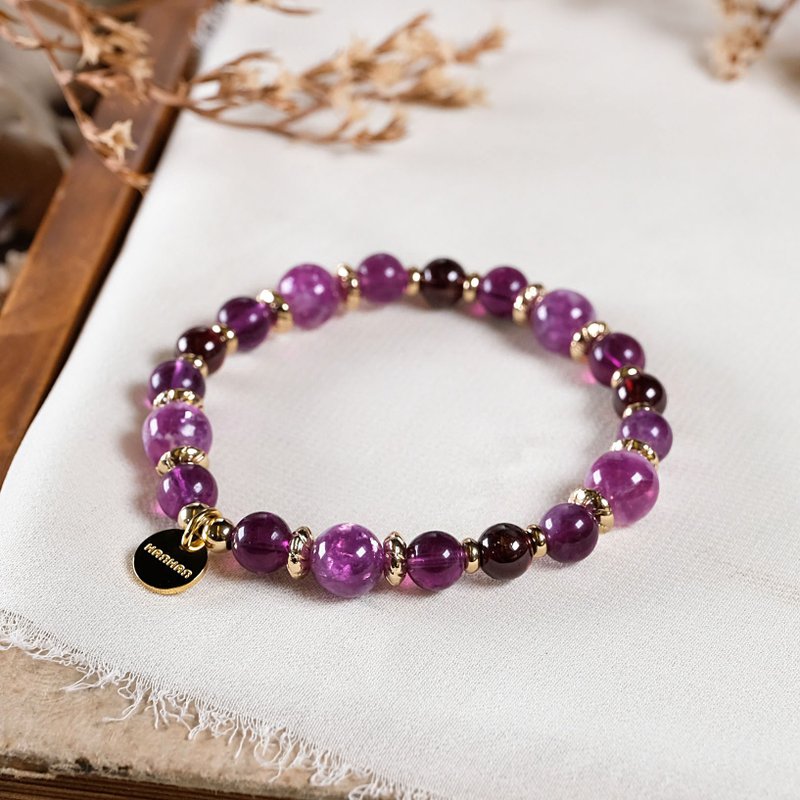 Amethyst Stone Stone Garnet Bracelet Natural Mineral Crystal - สร้อยข้อมือ - คริสตัล สีม่วง