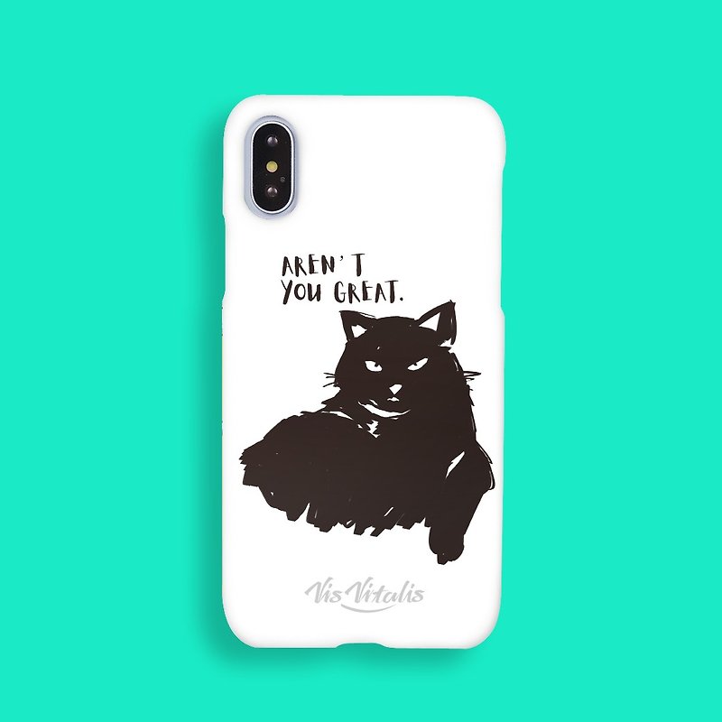 黒と白の落書き猫の電話ケース/iPhone - スマホケース - プラスチック ホワイト
