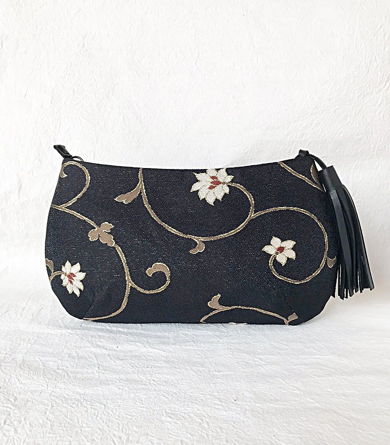 Hana flower handbag - Handbags & Totes - Silk Black