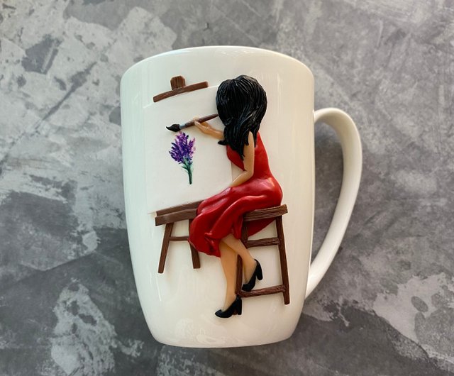 Ceramic Mug, Tea Mug, Red Mug, Unique Mug, Ceramics and Pottery