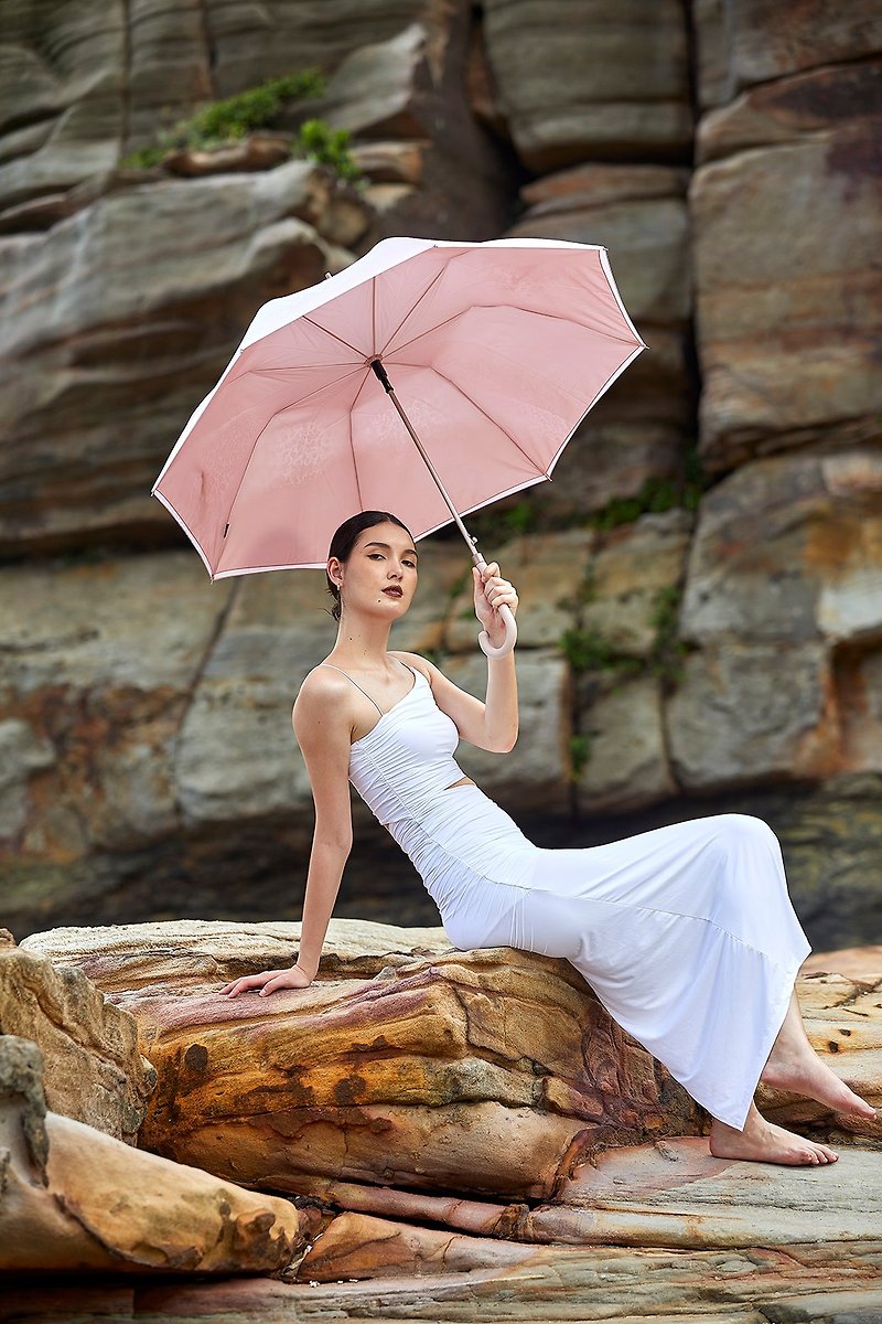 [Dazhenfeng Umbrella x Designer Cai Huizhen] KIULA Sea Waltz Double-layer Automatic Straight Umbrella - Umbrellas & Rain Gear - Other Materials Pink