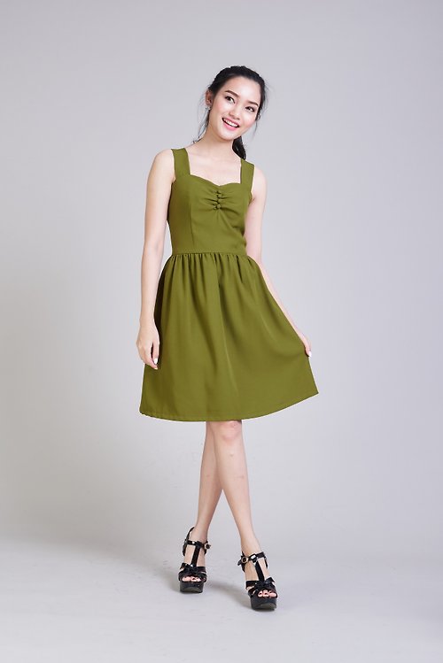 ameliadress Shoulder straps Dress Olive Green Dress Mini Dress vintage Boho Modern Dress