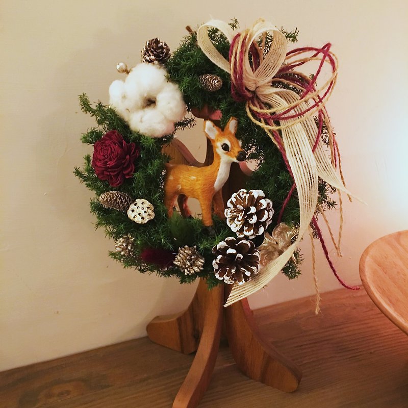 Fawn Forest-Planting Christmas Wreath Dry Flower Christmas Exchange Gift Limited - ช่อดอกไม้แห้ง - พืช/ดอกไม้ 