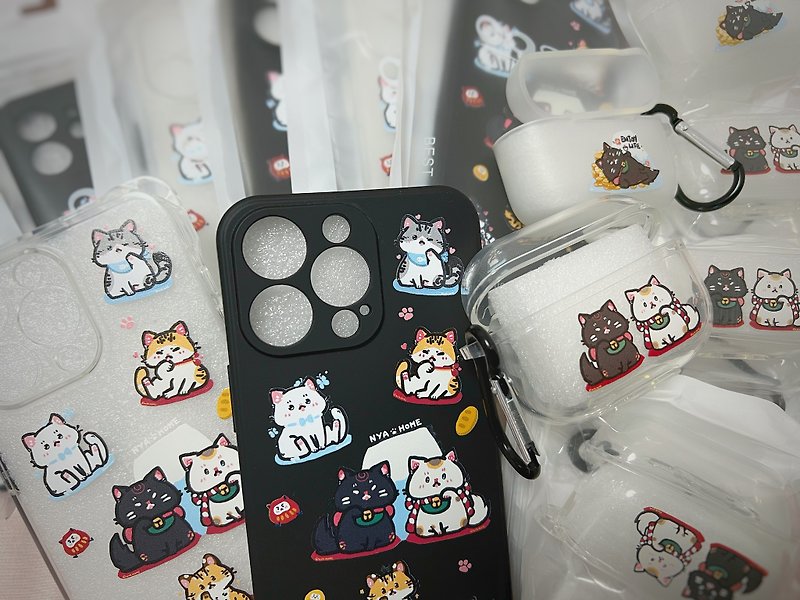 Mount Fuji lucky cat mobile phone case or airpod case - Phone Accessories - Plastic 