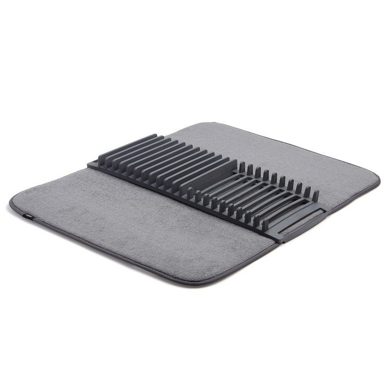 【Umbra】Absorbent pad + dish drainer (dark gray) | dish storage - Dish Detergent - Plastic Black