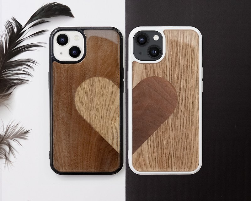 [The other half] Pair of lovers' log mobile phone cases (two shells at one price) - เคส/ซองมือถือ - ไม้ สีนำ้ตาล