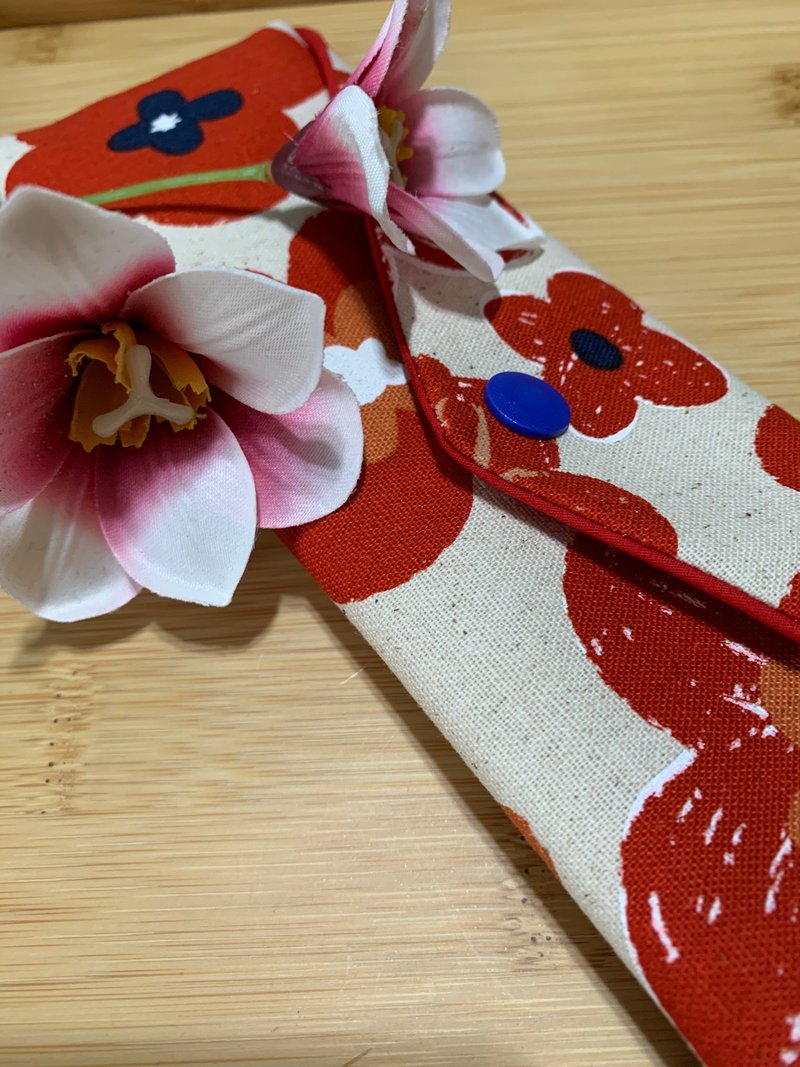 文青風環保純棉筷袋 ~ 完美盛開 豔陽紅 日本進口 潮物 收納 手作 - 居家收納/收納盒/儲物盒 - 棉．麻 紅色