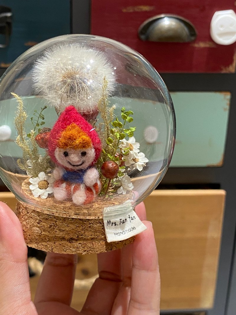 蒲公英微景玻璃罩 - 擺飾/家飾品 - 羊毛 紅色