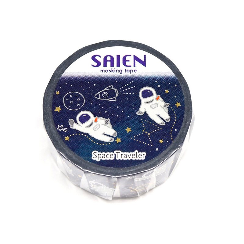 【日本 SAIEN】20mm 金銀箔和紙膠帶－太空旅行 Space Traveler - 紙膠帶/和紙/PET - 紙 