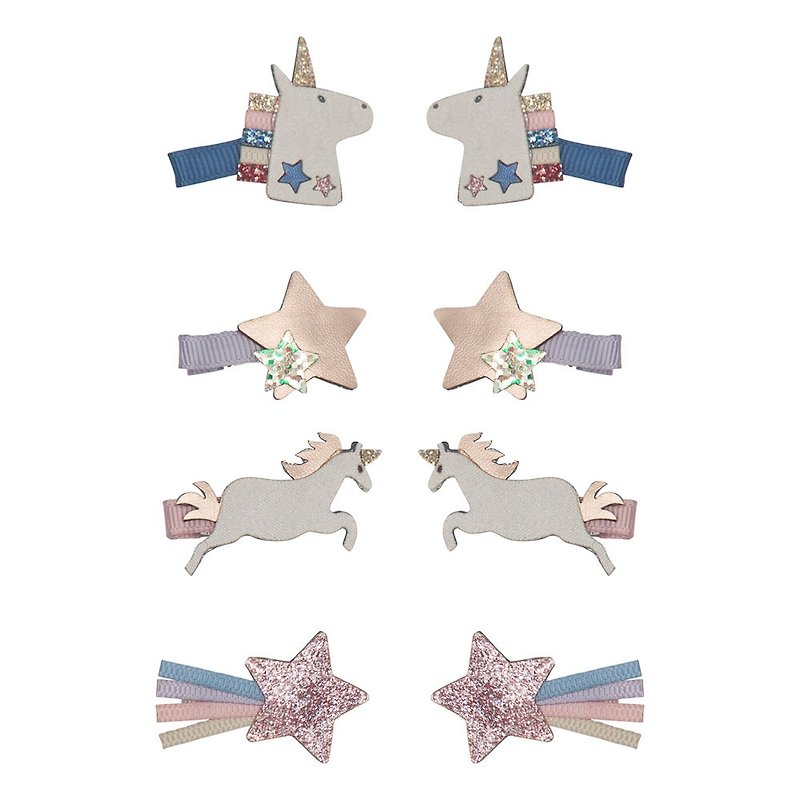 British Mimi & Lula SS24_Space World_Pastel Unicorn Mini Hair Clips 8 pieces - Baby Accessories - Polyester 