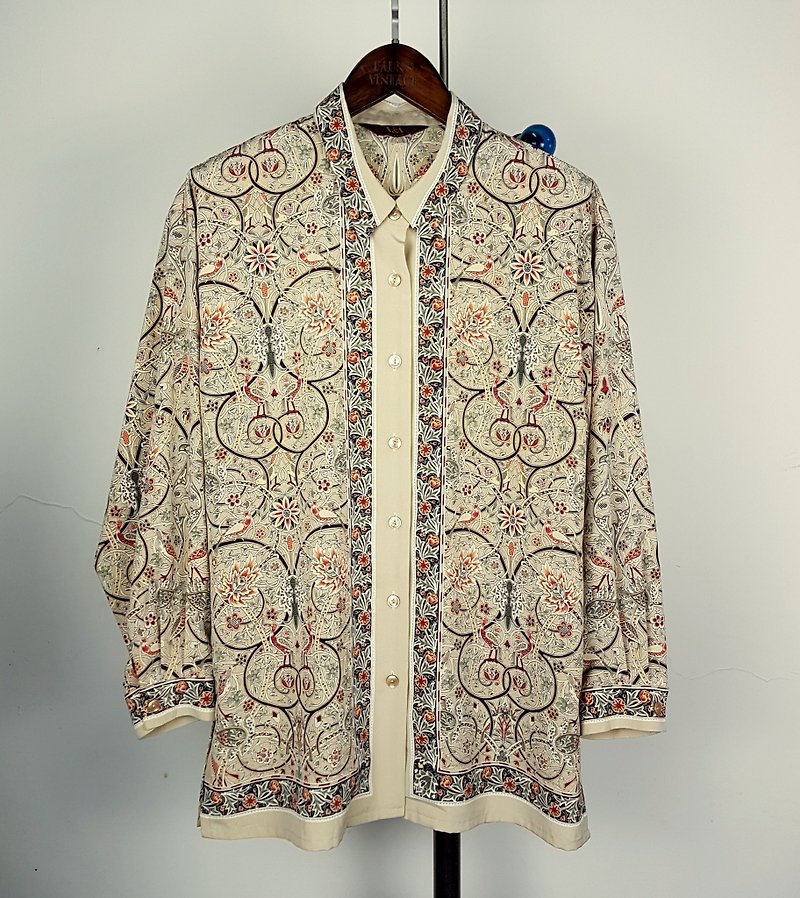 Gecko GeGe - Japan - super ornate scarf totem vintage shirt - เสื้อเชิ้ตผู้หญิง - เส้นใยสังเคราะห์ 
