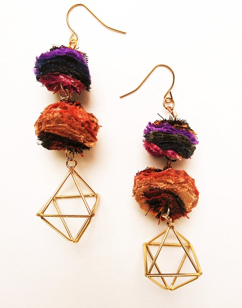 Handmade Earrings from Upcycled Silk - Earrings & Clip-ons - Other Materials 