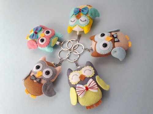 Owl keyring charm with tape measure - Shop Poching Handmade Studio  Keychains - Pinkoi