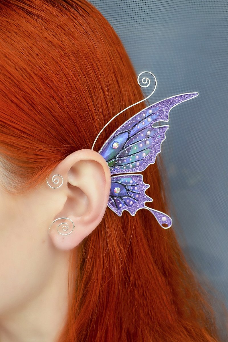 Butterfly ear cuff earring no piercing - Earrings & Clip-ons - Copper & Brass Purple