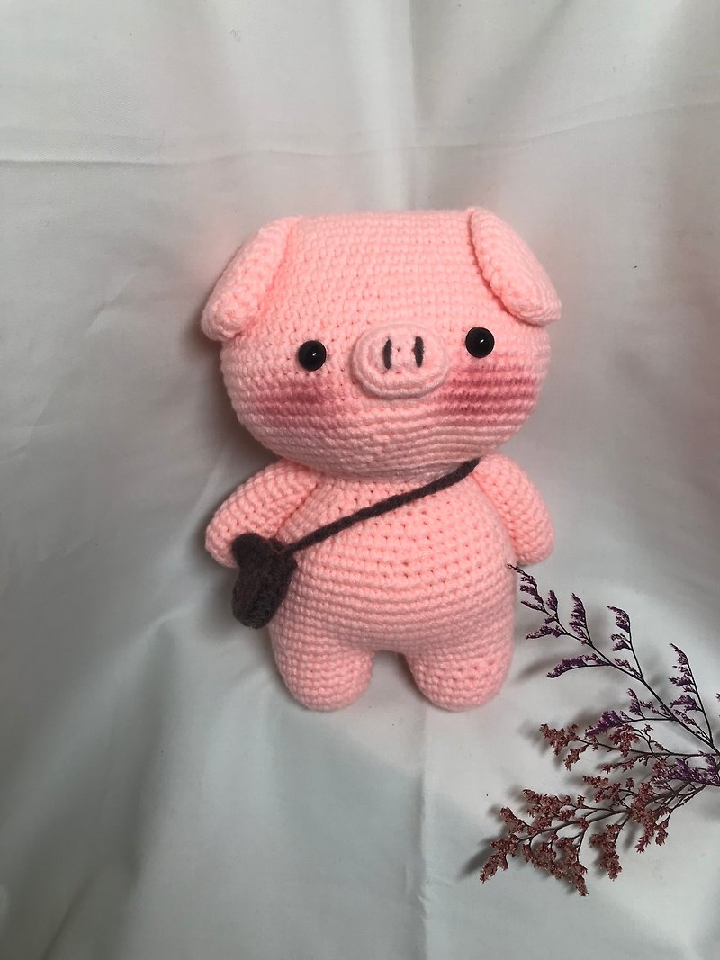 手工編織 可愛鉤針小豬 - 公仔模型 - 棉．麻 多色
