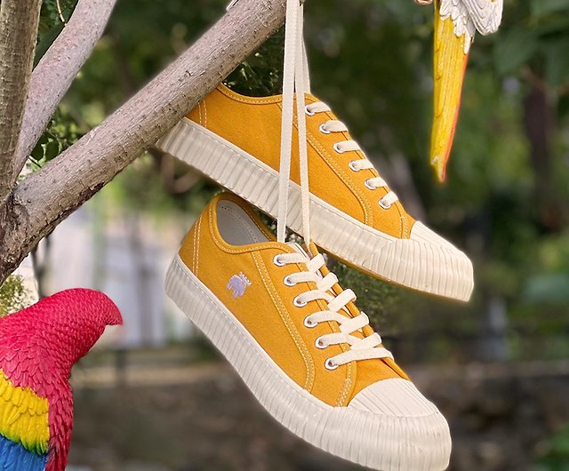 moz Swedish moose lace-up canvas biscuit shoes (banana yellow