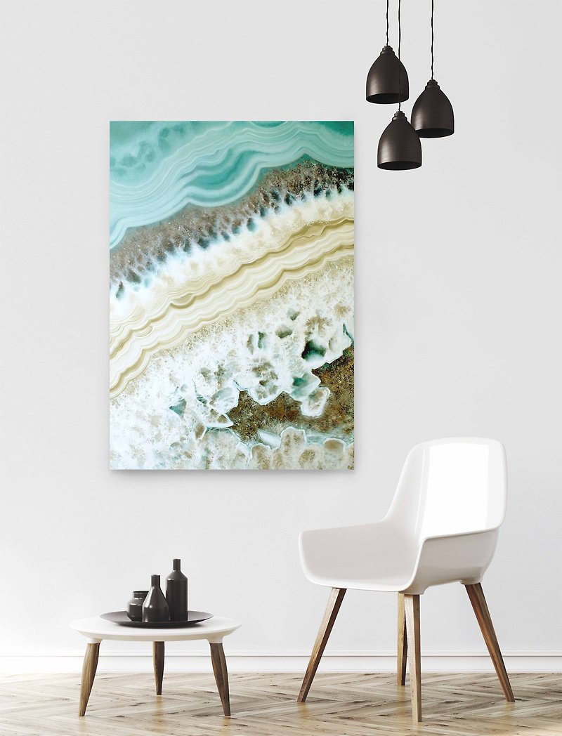 Turquoise Painting |  Turquoise White Abstract | Turquoise Wall Art | Sapphire - ตกแต่งผนัง - ผ้าฝ้าย/ผ้าลินิน 