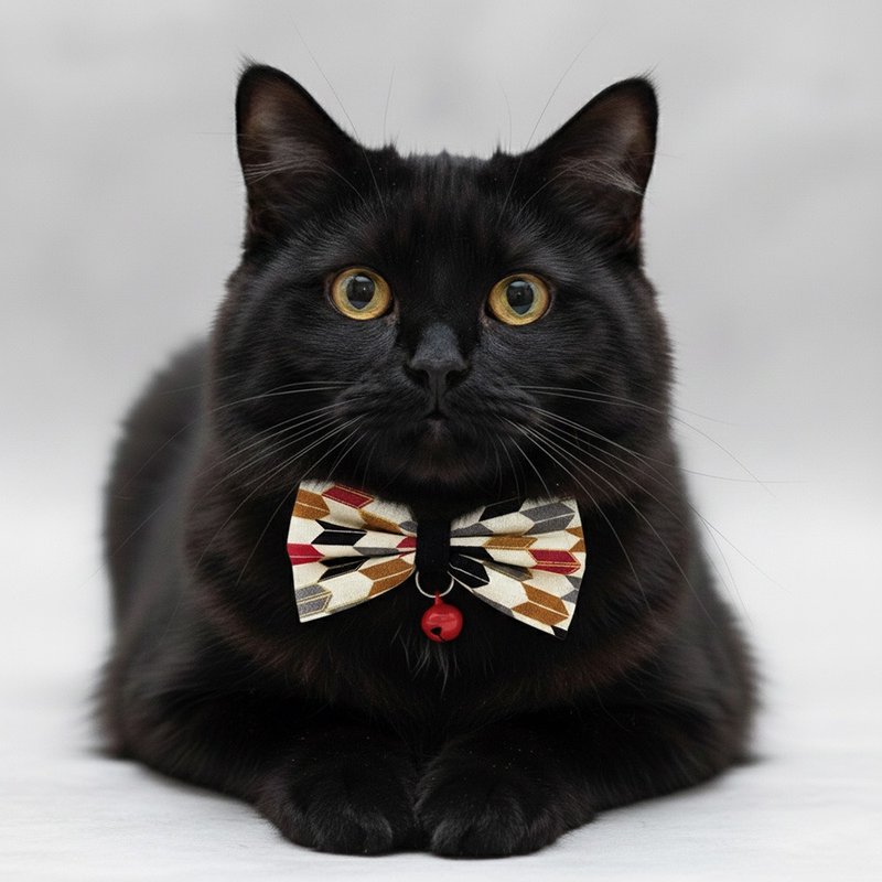 Feather Pattern Bow Pet Accessory Collar for Cats, Rabbits, and Small Dogs - ปลอกคอ - ผ้าฝ้าย/ผ้าลินิน สีดำ