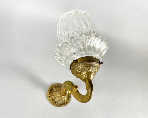 HappyDuckVintage 復古單壁掛式壁燈在青銅配件和玻璃燈罩